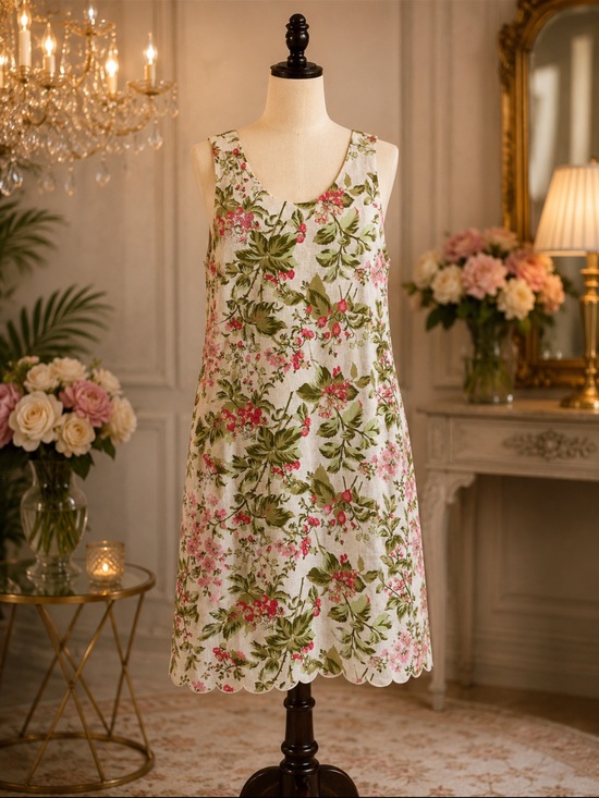 Laura Ashley Dresses & Skirts - Laura Ashley White Floral Sundress with Green and Pink Print